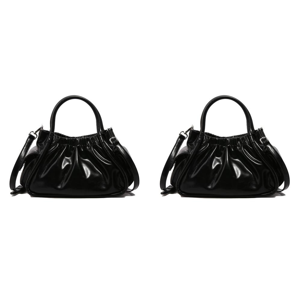 Женская плиссированная сумка через плечо из искусственной кожи, модная сумка-тоут в облаке, шикарная сумка через плечо (черный)