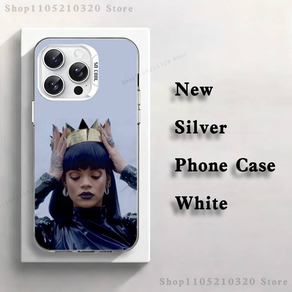 Pop Singer R-Rihanna Phone Case For iPhone 17,16,15,14,13,12,11,Mini,Pro,E,MAX White Matte Silicone Whtie Cover
