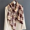 Autumn Winter Women Checkerboard Scarf High Quality Luxury Gauze Neckerchief Linen Hijab Fashion Warm Shawl 180X90cm Large Size