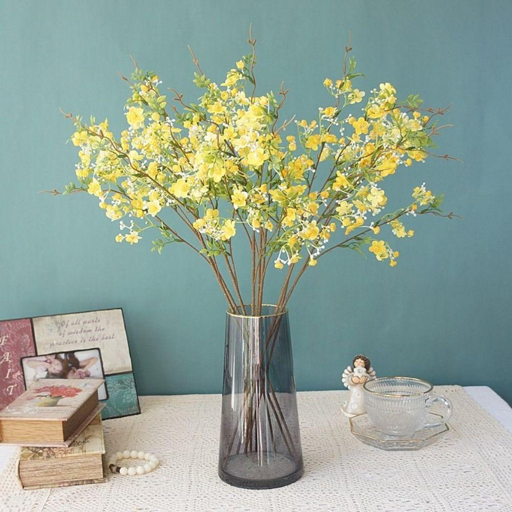 With Leaf Artificial Flower Single Small Flowers Plum Blossom Household Silk Flower Courtyard