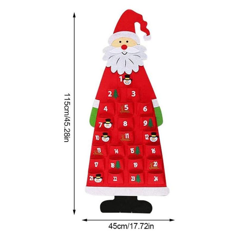 1PC 24 Days For Children Christmas Gift DIY 2024 Christmas Santa Calendar Felt Wall Hanging
