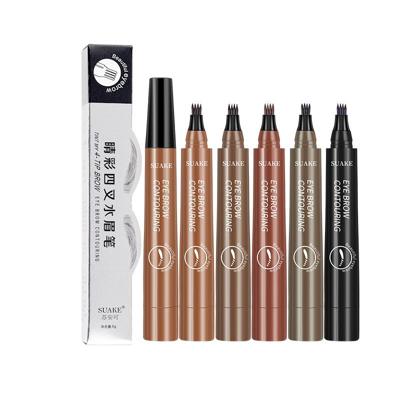 Four Fork Eyebrow Pencil Waterproof Non-makeup Natural Three-dimensional Color Liquid Eyebrow Pencil Lasting Setting Women's Cosmetics Makeup