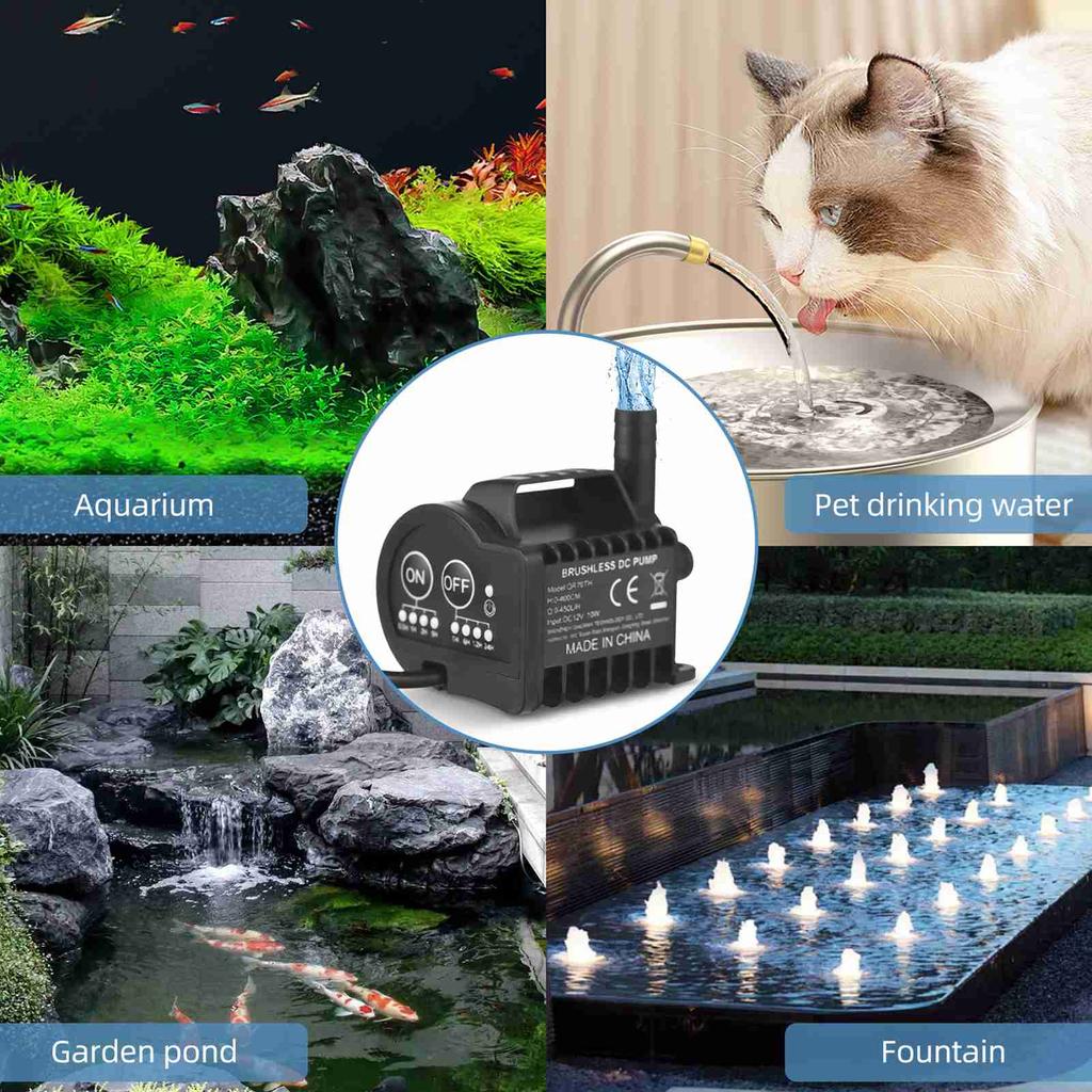 Mini 12V Water Pump with 4 Gear On Off Timing, Acceleration and Deceleration Function, Max 700L H Flow 9.8ft Lift,