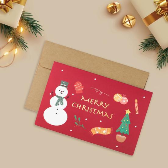 1 Set Greeting Card Cute Cartoon Designs Merry Christmas Card Smooth Writing Greeting Card for Festive Holiday