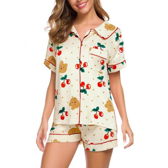 Женский пижамный комплект из 2 предметов: рубашка на пуговицах и шорты. Домашние комплекты для отдыха. Летняя повседневная удобная одежда для сна для женщин.