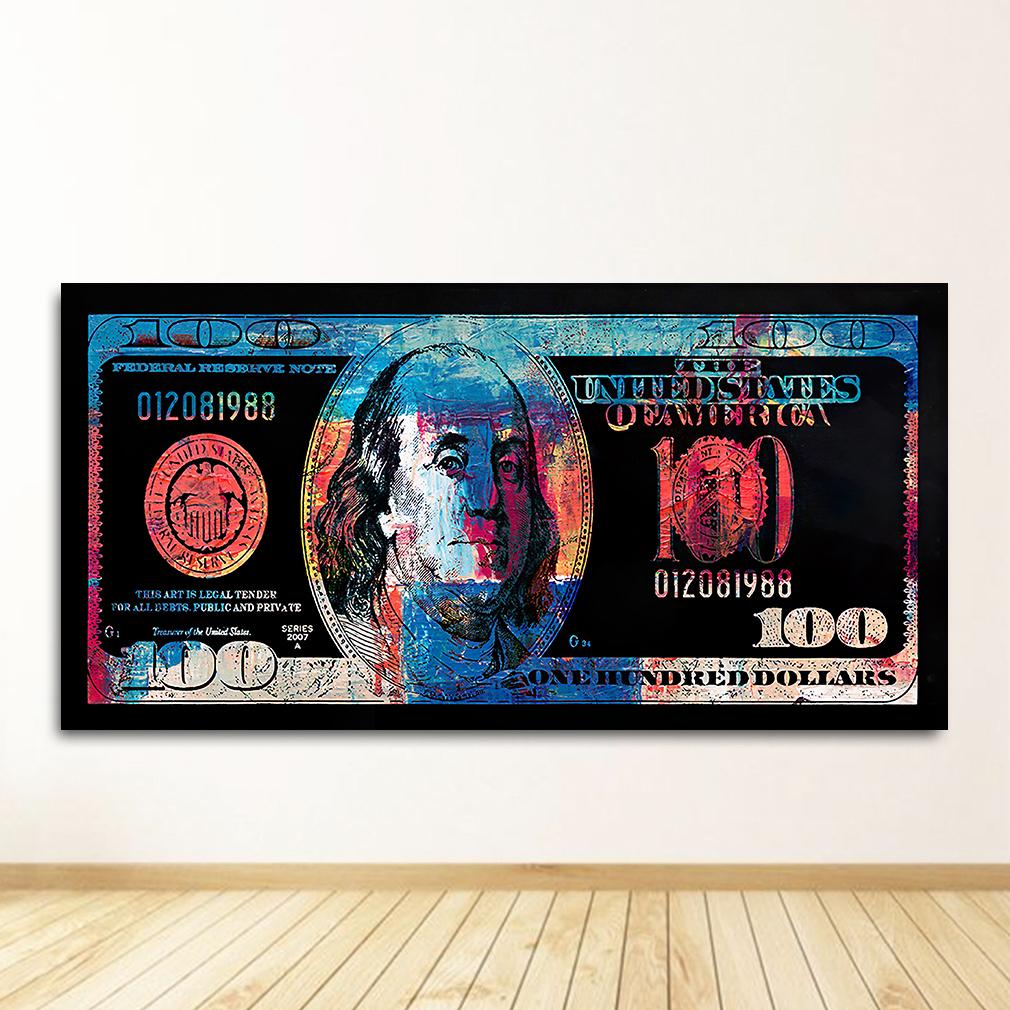 Wall Art Gold Modern Popular Colorful Hundred Money Canvas Painting Quadro Street Abstract Poster Picture Home Decor