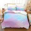 Laser Gradual Change Fish Scale 3D Digital Printing Three-Piece Set, Quilt Cover Pillowcase Home Textile Bed Sheet Kit