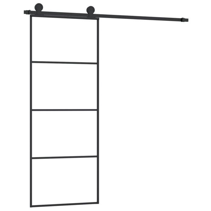 VidaXL Porte Coulissante avec Kit de Guincaillerie Porte Givrée Rail Coulissant Butées de Porte Bloc Anti-saut 76x205 cm 3152145