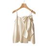 Foreign trade new big bow sling simulation silk drape vest backless top large size gentle temperament top