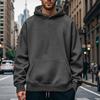 Men Hoodie Solid Color Sweatshirt with Hood Large Front Pocket Thickened Warm Pullover for Autumn Winter Street Sports Wear
