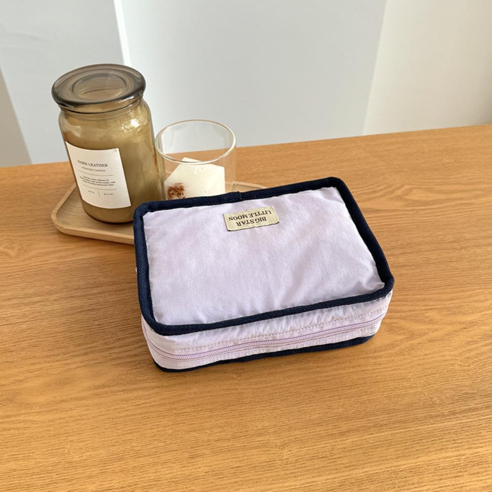 Portable Contrast Color Cosmetic Bag Korean Style Zipper Pouch Solid Color Coin Purse Wallet Lightweight