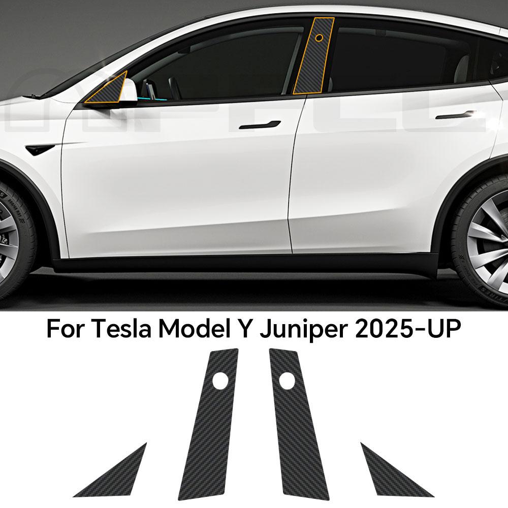 Arbon Fiber Texture A B Pillars Protection Film For Tesla Model Y Juniper 2025 2026 Model 3 2024-2025 Pre-cut PPF Anti-scratch