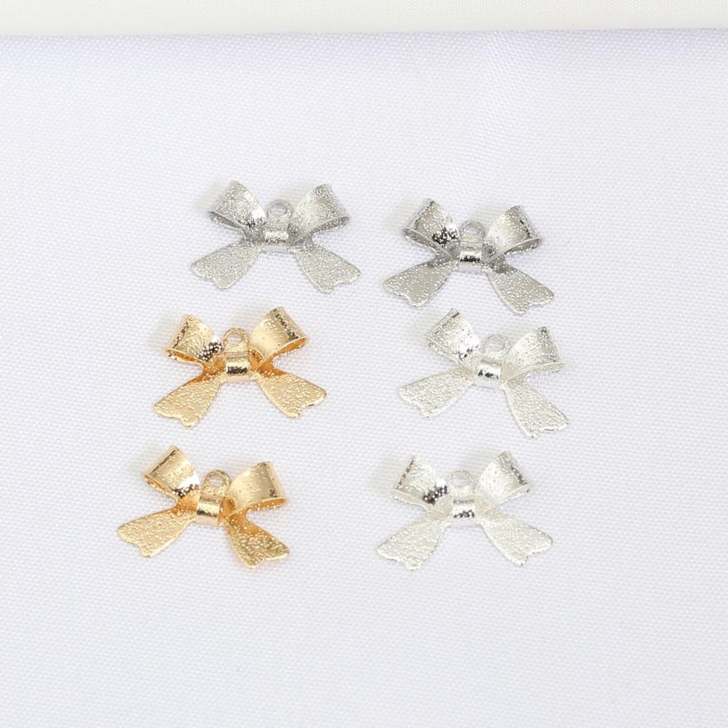 50pcs Color-Preserving 14K Gold-Wrapped Bow Pendant, Matte Butterfly Single Hanging Pendant Diy Handmade Material Bow Tie Connecting Buckle