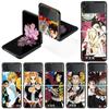 Роскошный чехол для Samsung Galaxy Z Flip 4 3 5G Черные жесткие ПК чехлы для телефона Модная задняя крышка ZFlip Funda Demon Slayer Аниме Чехол