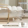 Curved Wooden Accent Chair With Adjustable Footrest Cream White