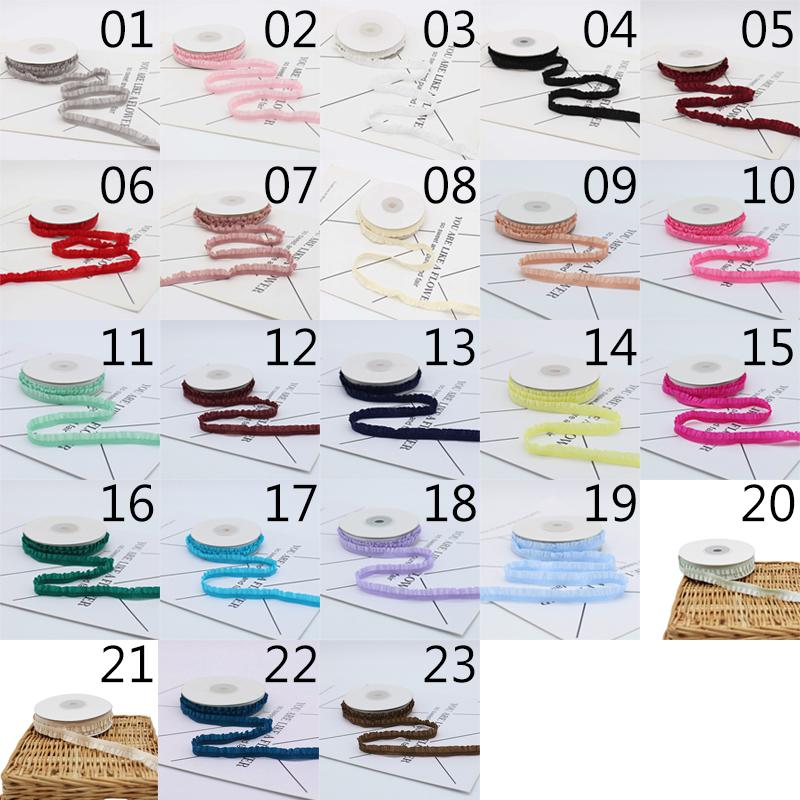 5yards Candy Color Pleated Elastic Ribbon DIY Bracelet Headdress Gift Box Bow Ruffled Woven