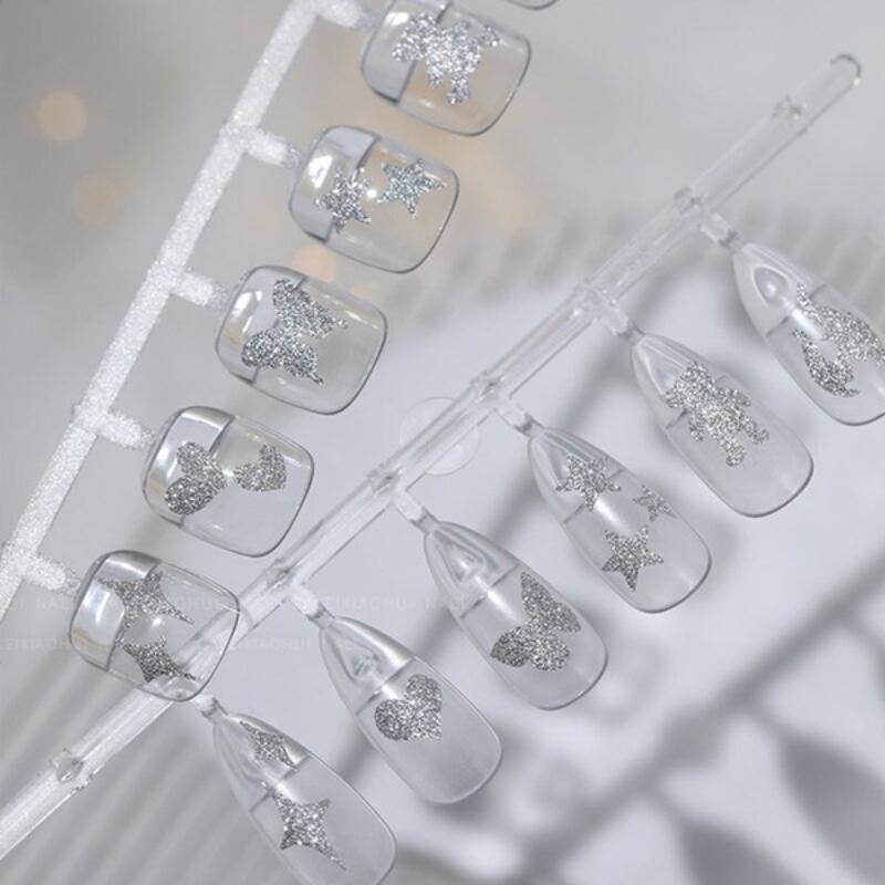 New Fashion Glitter 3D Nail DIY Stickers Silver Powder Butterfly Star Design Laser Love Heart Foils Sparkly Decoration Manicures