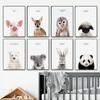 Baby Room Animal Wall Canvas Painting Elephant Giraffe Bear Wall Art Prints Picture Nordic Art Poster for Kid Room Nursery Decor