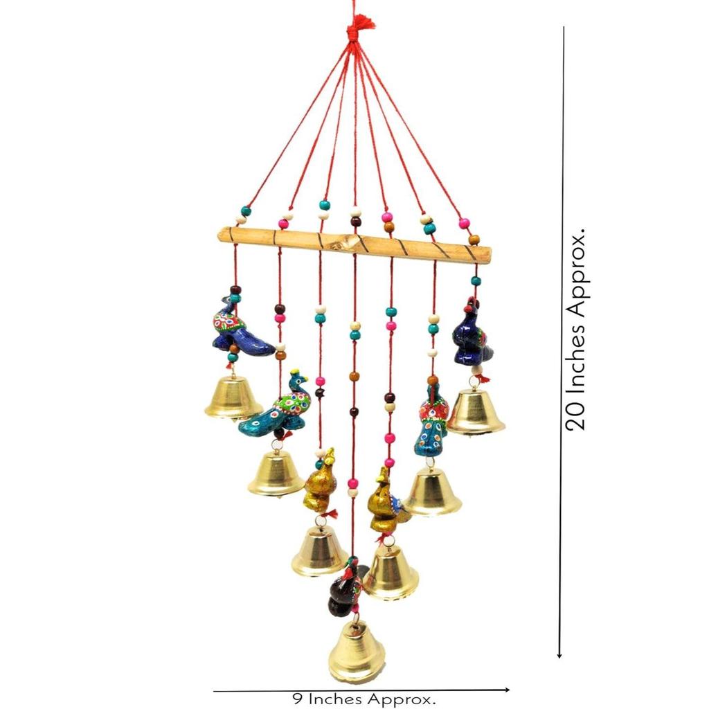 Handcrafted Rajasthani Wind Chime Door Wall Hanging Decorative Showpiece Wall Hanging Home Decor Home Furnishing Diwali Gift Corporate Gift (Peacock