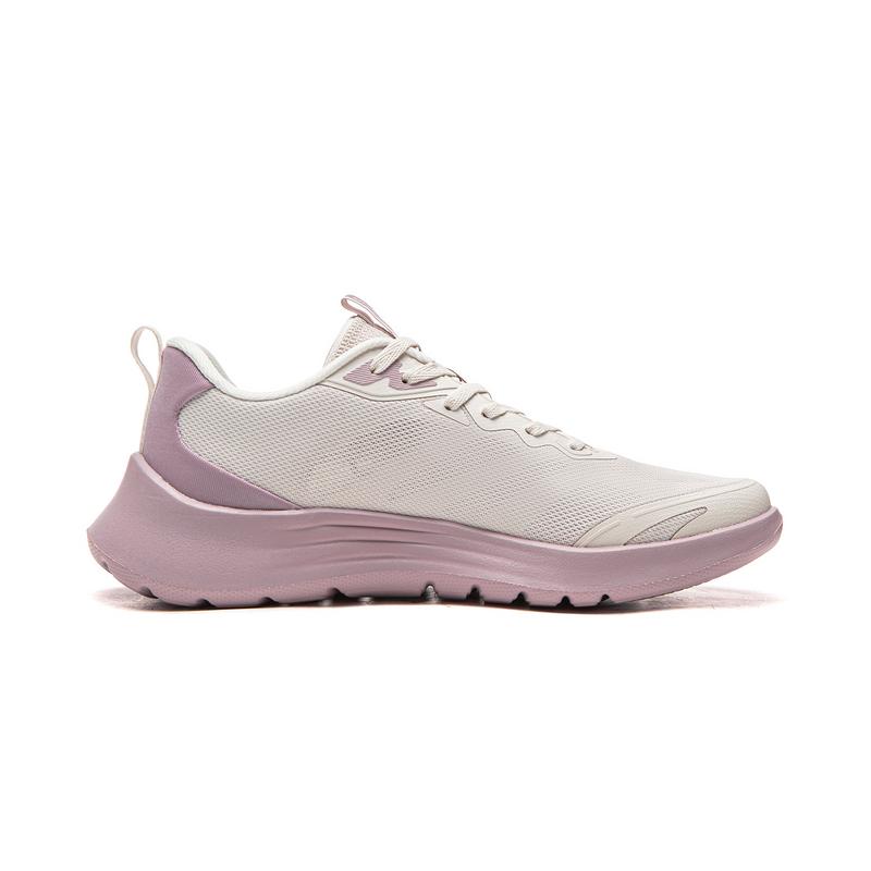 Li-Ning Модные Дышащие Мягкие Упругие Беговые Кроссовки Женская Сникерс Бело-Песочно-Серый Кварцево-Розовый ARSW118-3