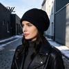 Retro Diamond Texture Knit Hat Winter Beanies for Women, Thick Slouchy Skull Cap with Warm Woolen Cold Weather Texture, Soft Cozy Casual Outdoor