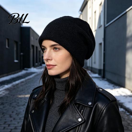 Retro Diamond Texture Knit Hat Winter Beanies for Women, Thick Slouchy Skull Cap with Warm Woolen Cold Weather Texture, Soft Cozy Casual Outdoor