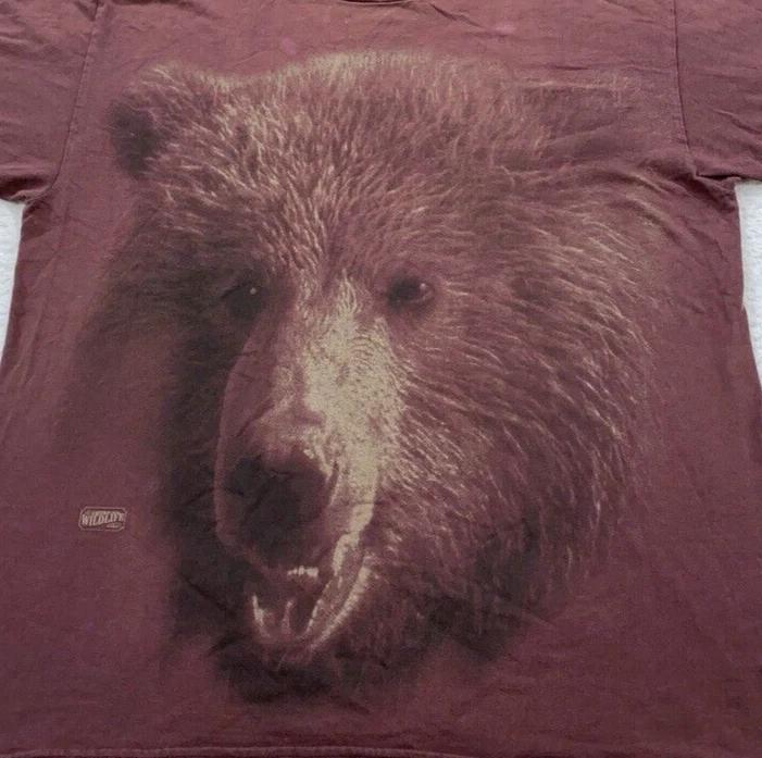 Винтажная футболка 90-х GRIZZLY BEAR XL природа животное