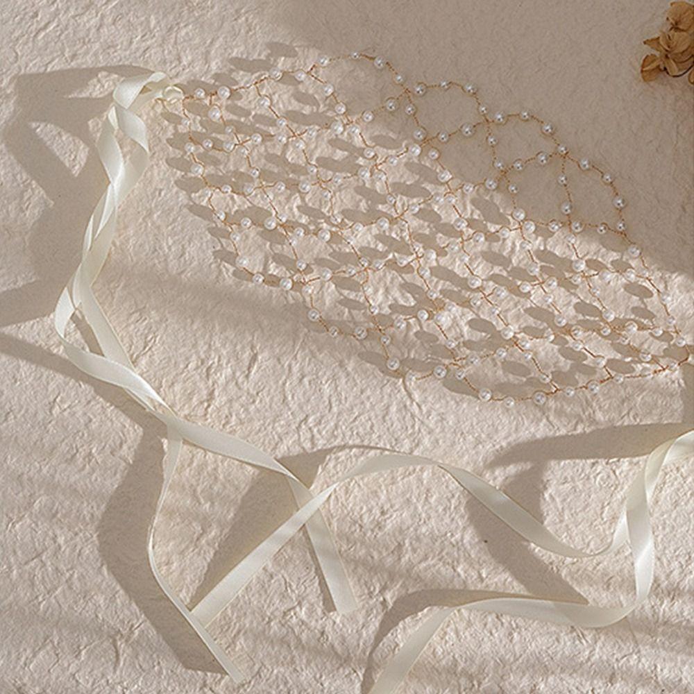 Handmade Rhinestone Hair Band Exquisite Pearl Princess Hair Band Fashion Bride Tiaras  for Bride