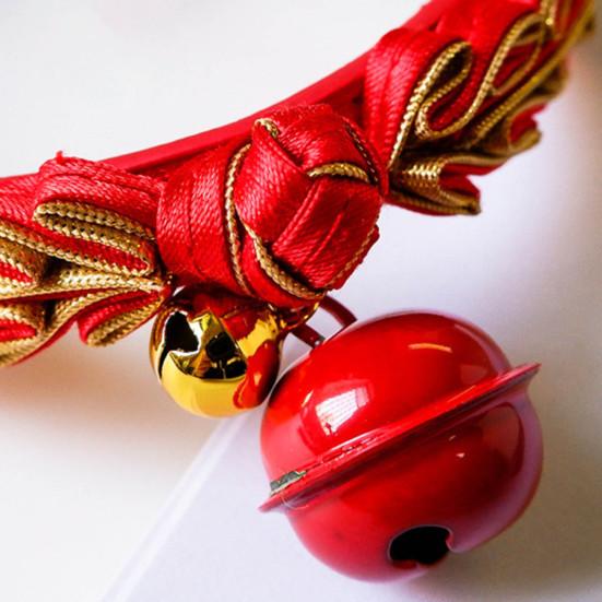 Ошейник для собак с китайским узлом, декоративный полиэстер, ошейники для домашних животных, кошек и собак с колокольчиком