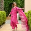 Indian Pakistani Salwar Kameez Party Wear Women Cotton Rayon Kurta Palazzo Dupatta Set Top Tunic