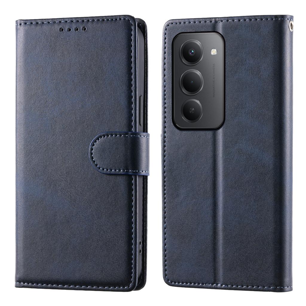 Для Xiaomi Redmi 15 5G (Глобальный) (169 мм) Чехол-кошелек с подставкой, текстура теленка, ПУ-кожа, чехол-книжка для телефона с ремешком на запястье