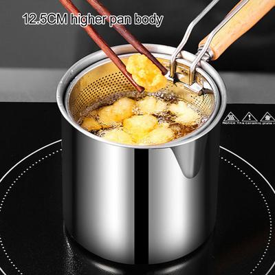 Фритюрница из нержавеющей стали с крышкой-корзиной, глубокая масляная сковорода, многоцелевая мини-сковорода для картофеля фри, курицы, рыбы, креветок, бекона