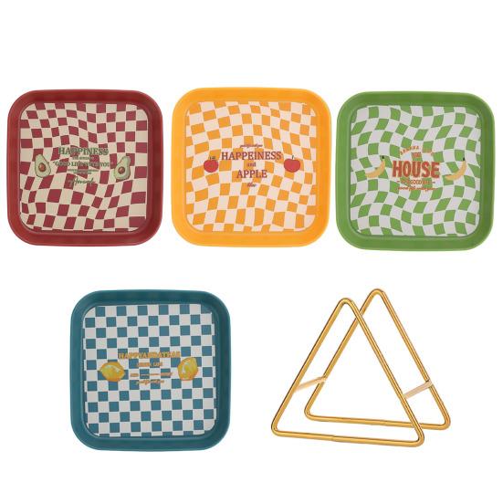 Reusable Easy To Clean Bone Dish BPA Free Stackable Storage Fruit Pattern Plastic Snack Tray