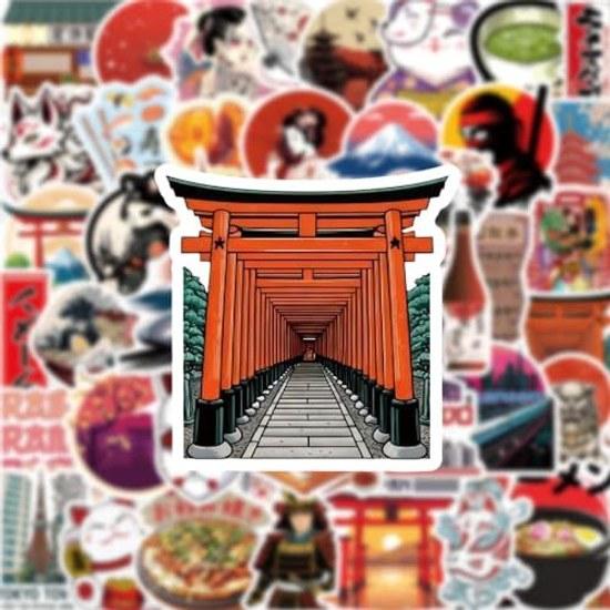 Japanese culture Japan traditional style Rising Sun sightseeing gourmet Mount Fuji torii ninja samurai inbound sushi ramen kimono stickers (50 pieces