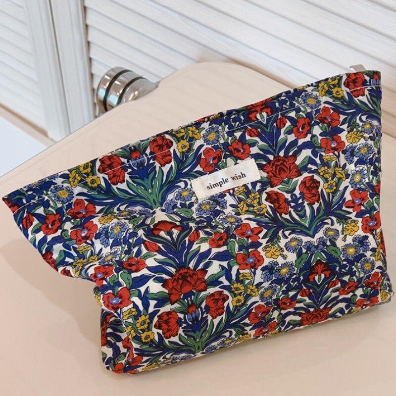 Большая вместительная винтажная косметичка с цветочным принтом, косметичка для хранения для женщин и девочек, дорожный органайзер, сумка для туалетных принадлежностей, косметичка для стирки
