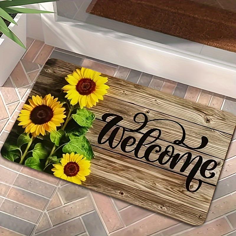 2D Flat Sunflower Pattern Doormat, Suitable for Hallway, Kitchen, Living Room, Laundry Room, Or Bathroom Home Decor, Flannel Material