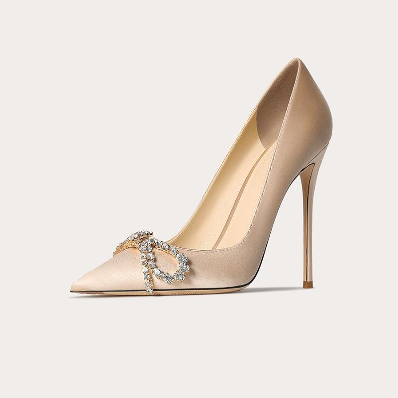 2024 Новые хиты продаж: однотонные женские туфли с острым носком и каблуком-шпилькой, а также слипоны с украшением в виде банта из страз