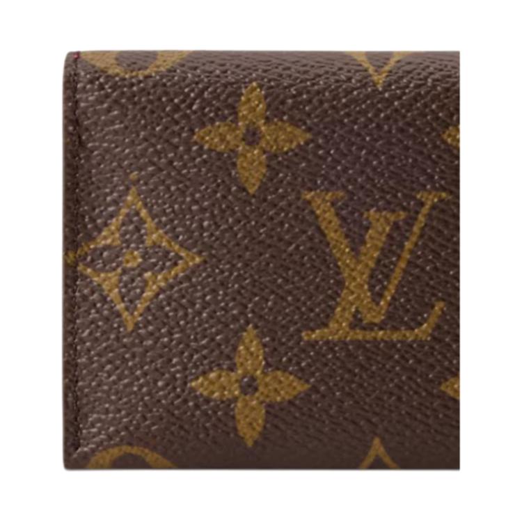 Louis Vuitton Тонкий двухцветный дизайн Блестящая застежка-кнопка Карман для карт из покрытого холста Универсальный держатель для карт Коричневый M26901