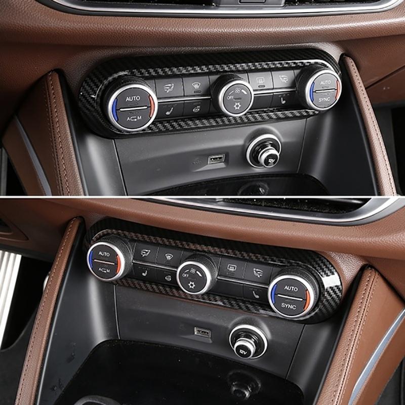 For Alfa Romeo Giulia Stelvio 2017-2019 Car Center AC Air Conditioning Adjustment Frame Trim Cover Accessories,Carbon