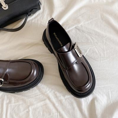 Weiwei girl 805-9 Maillard мокасины на платформе женские ретро черные кожаные туфли британский стиль мягкие одинарные туфли на мягкой подошве