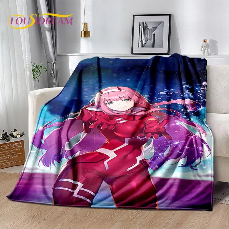 Мягкое плюшевое одеяло Zero Two DARLING In The FRANXX, фланелевое одеяло для гостиной, спальни, кровати, дивана, чехол для пикника, 3D