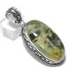 Пренит Драгоценный камень 925 Стерлинговое серебро Ювелирная подвеска 2,25" J5l42