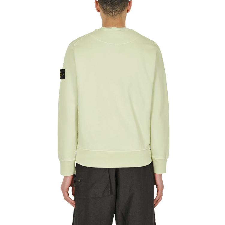 Stone Island Ss22 Solid Logo Sleeve Label Crewneck Pullover Long Sleeve Sweatshirt Men sweatshirt Avocado-Green 761563051-V0052