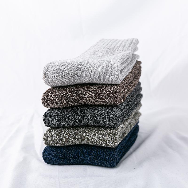 5 пар мужских зимних носков с утолщенными петлями однотонного цвета и из параллельной кроличьей шерсти, носки до середины икры