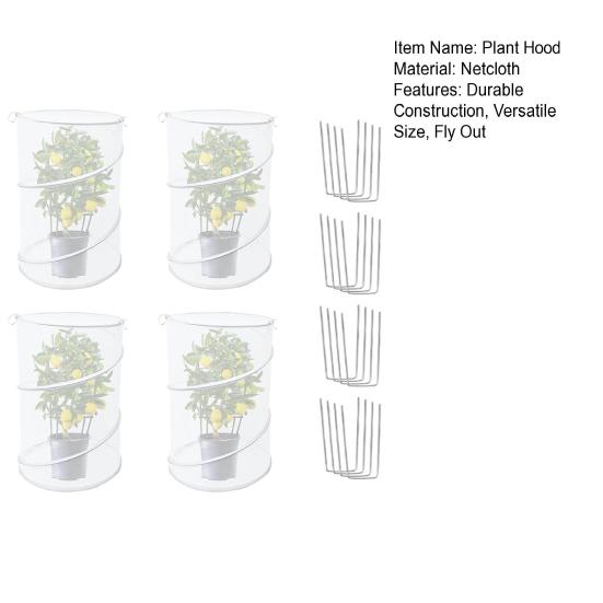 4Pcs Plant Covers Tent with 16 Stakes Mesh Plant Guard Cover Net Mini Greenhouse Outdoor Garden Plant Protectors Cage