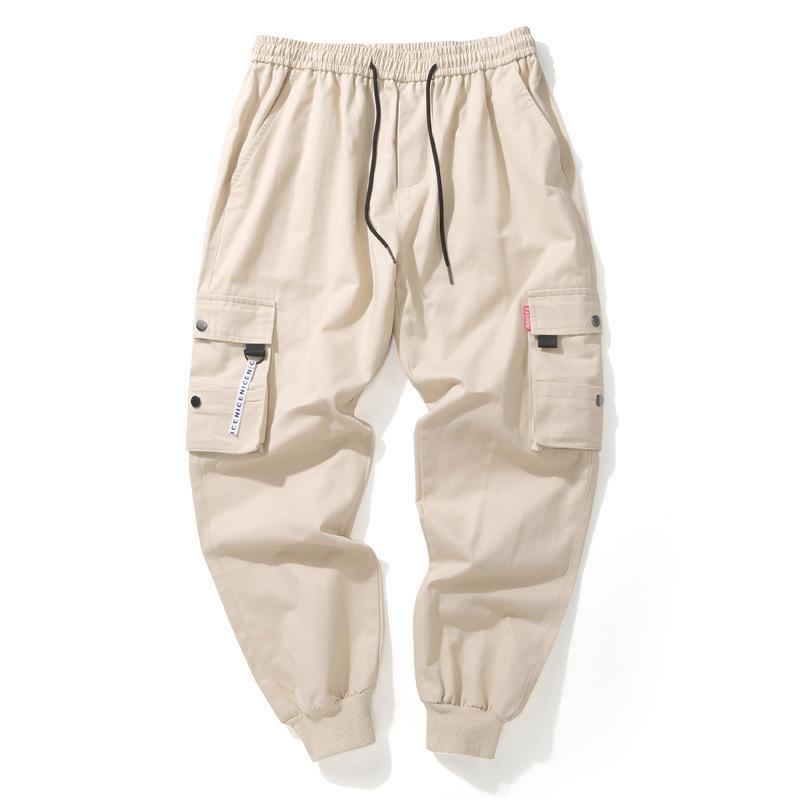 Хип-хоп брюки-карго мужские модные бегуны повседневные брюки уличная одежда с несколькими карманами и лентами брюки в стиле милитари мужские шаровары большого размера