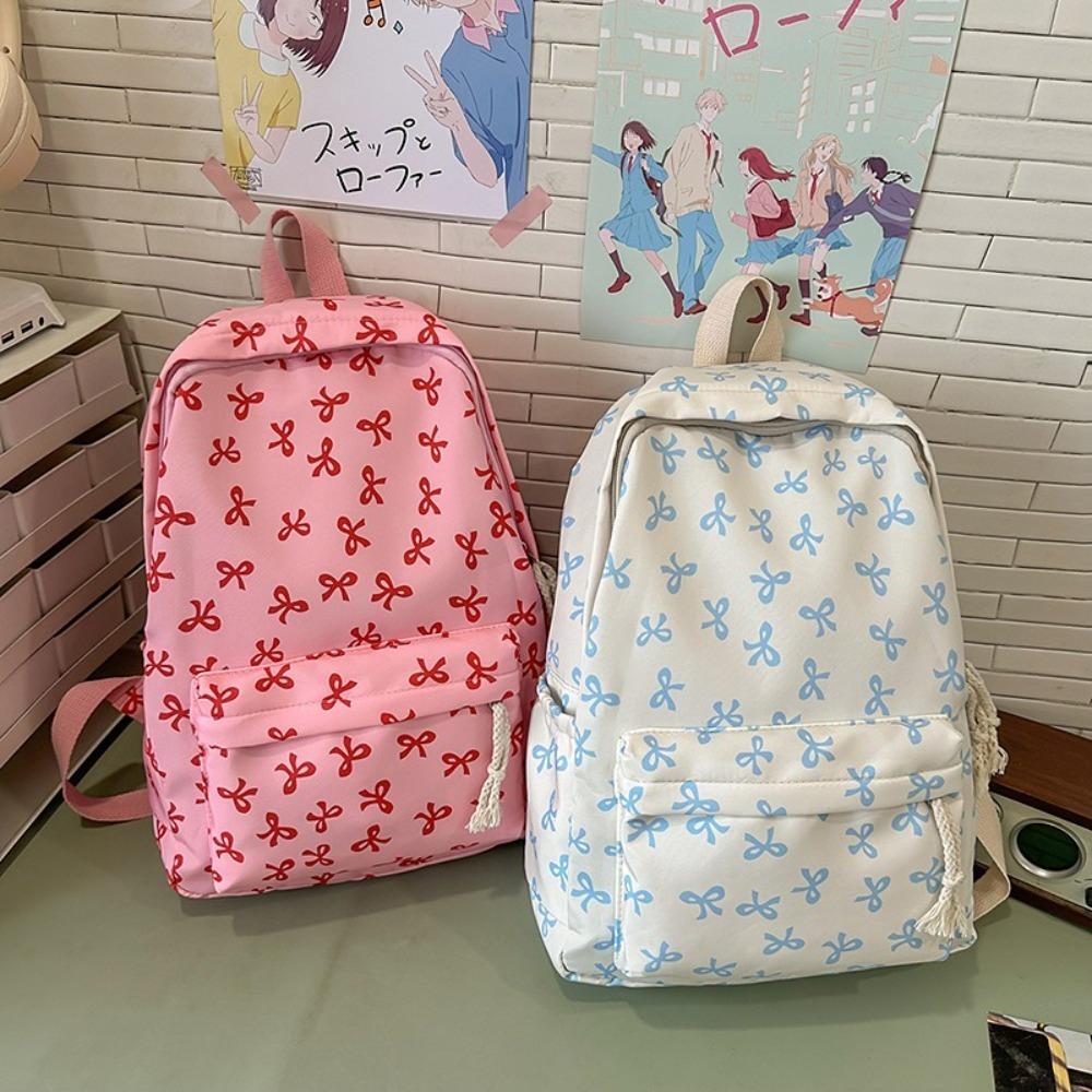 Large Capacity Bow Backpack Lightweight Teenagers Shoulder Bag Students School Bag Ladies/Girls