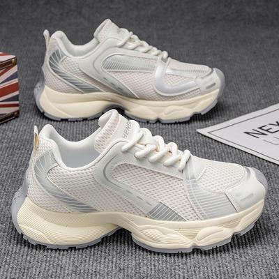 Унисекс кроссовки из натуральной кожи на осень 2025 года - Дышащие, на толстой подошве, с эффектом потертости, увеличивающие рост, повседневные