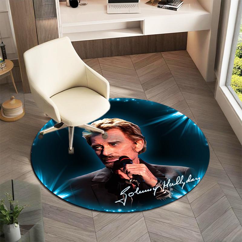 French legendary rock singer and actor Johnny Hallyday Round Carpet Soft Home Decoration Corridor Table and Chair Anti slip Outdoor Floor Mat rug H25