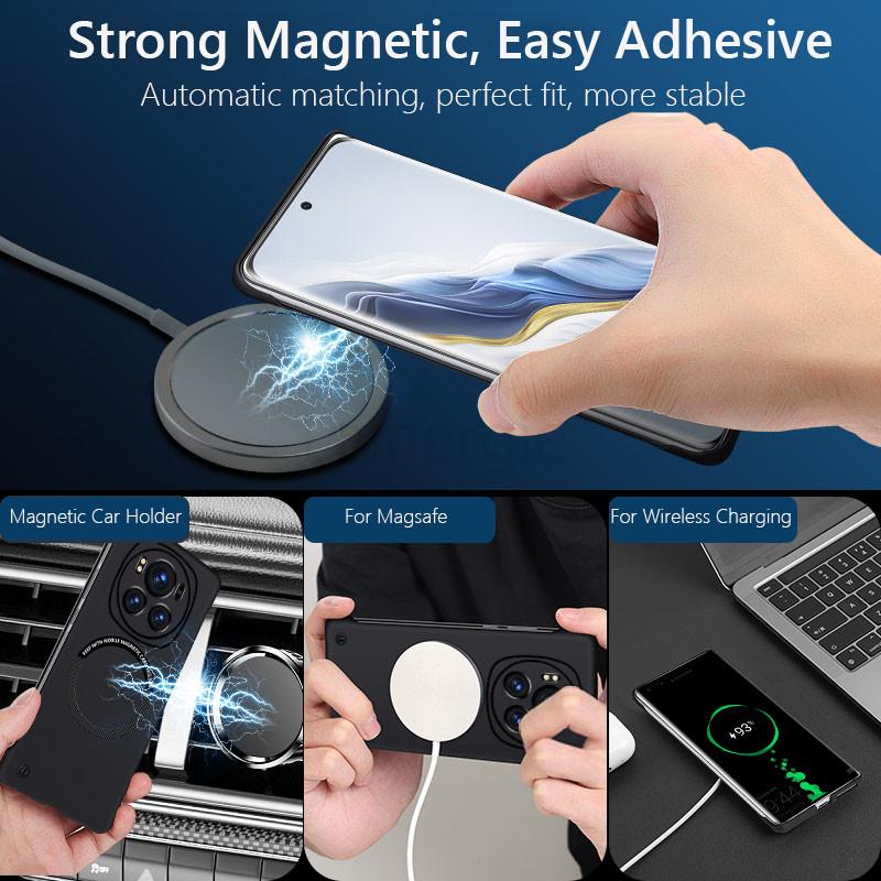 Безрамный магнитный чехол для Magsafe Slim для Honor Magic6 Pro Magic 6 Pro 5G с беспроводной зарядкой, твердый задний чехол